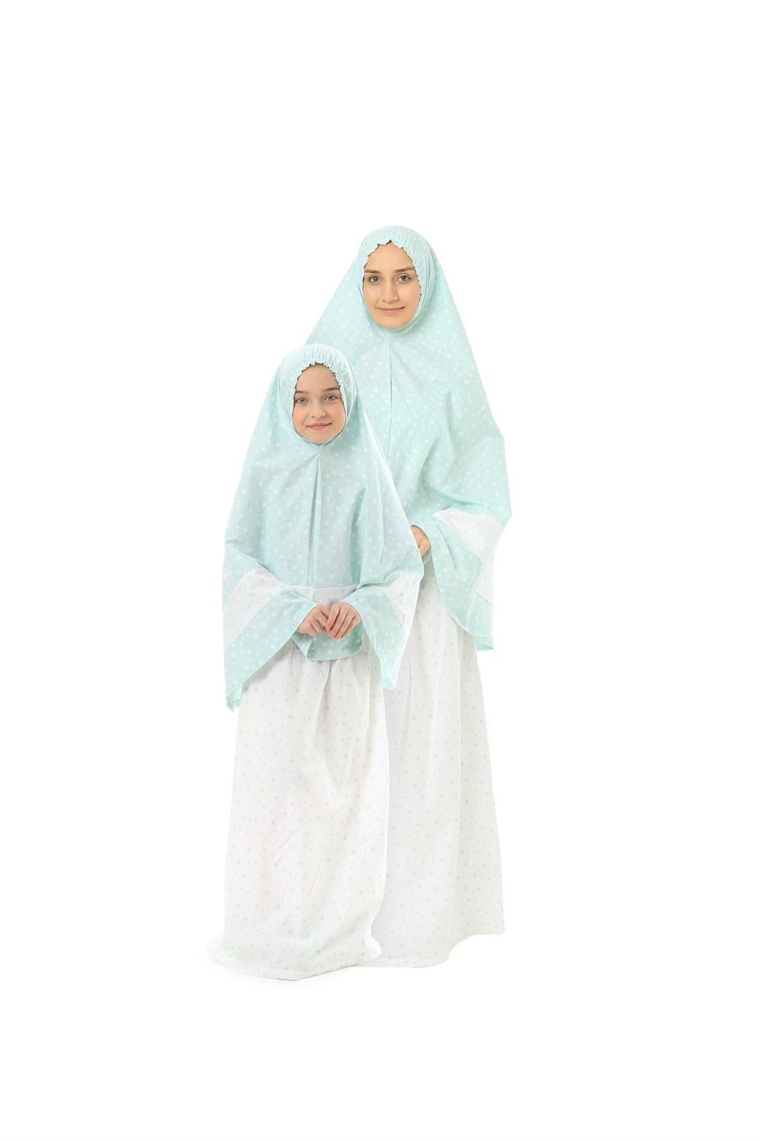 Mother Daughter Practical Prayer Dress Zippered Cotton Mint Printed Sold Separately