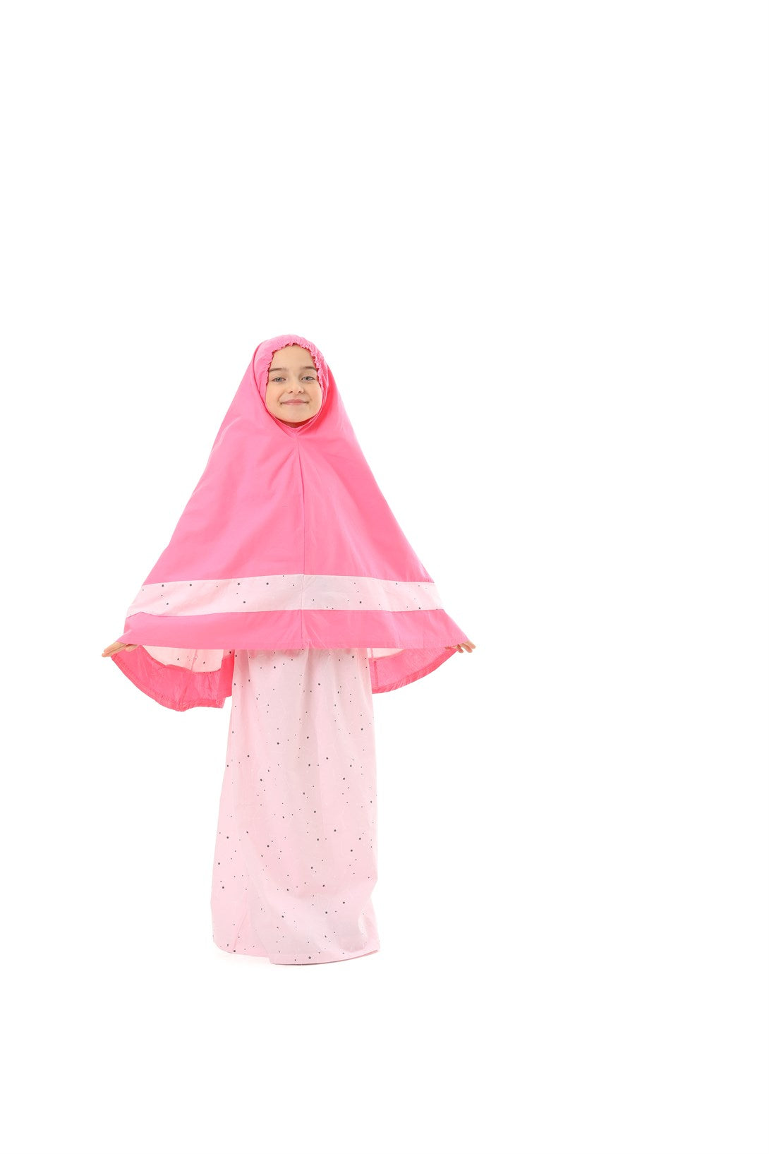 Kız Çocuk Namaz Elbisesi Renkli Yıldız Baskılı